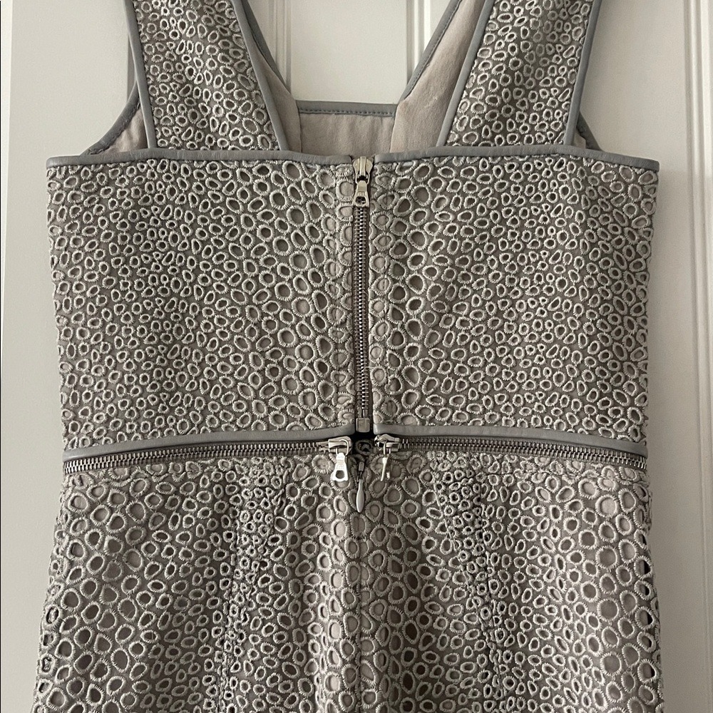 Yigal Azrouel Textured Eyelet Zipper Gray Mini‎ Dress 0 - Picture 8 of 16